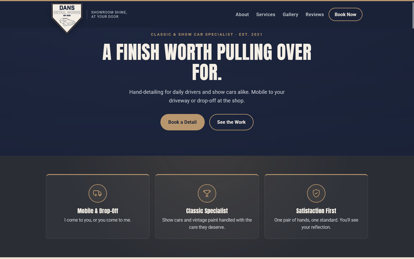 Dan's Detail Works website screenshot