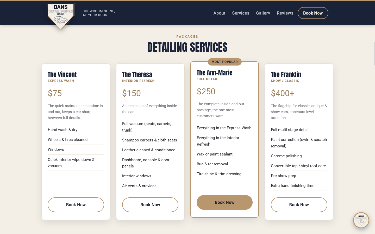 Dan's Detail Works website screenshot
