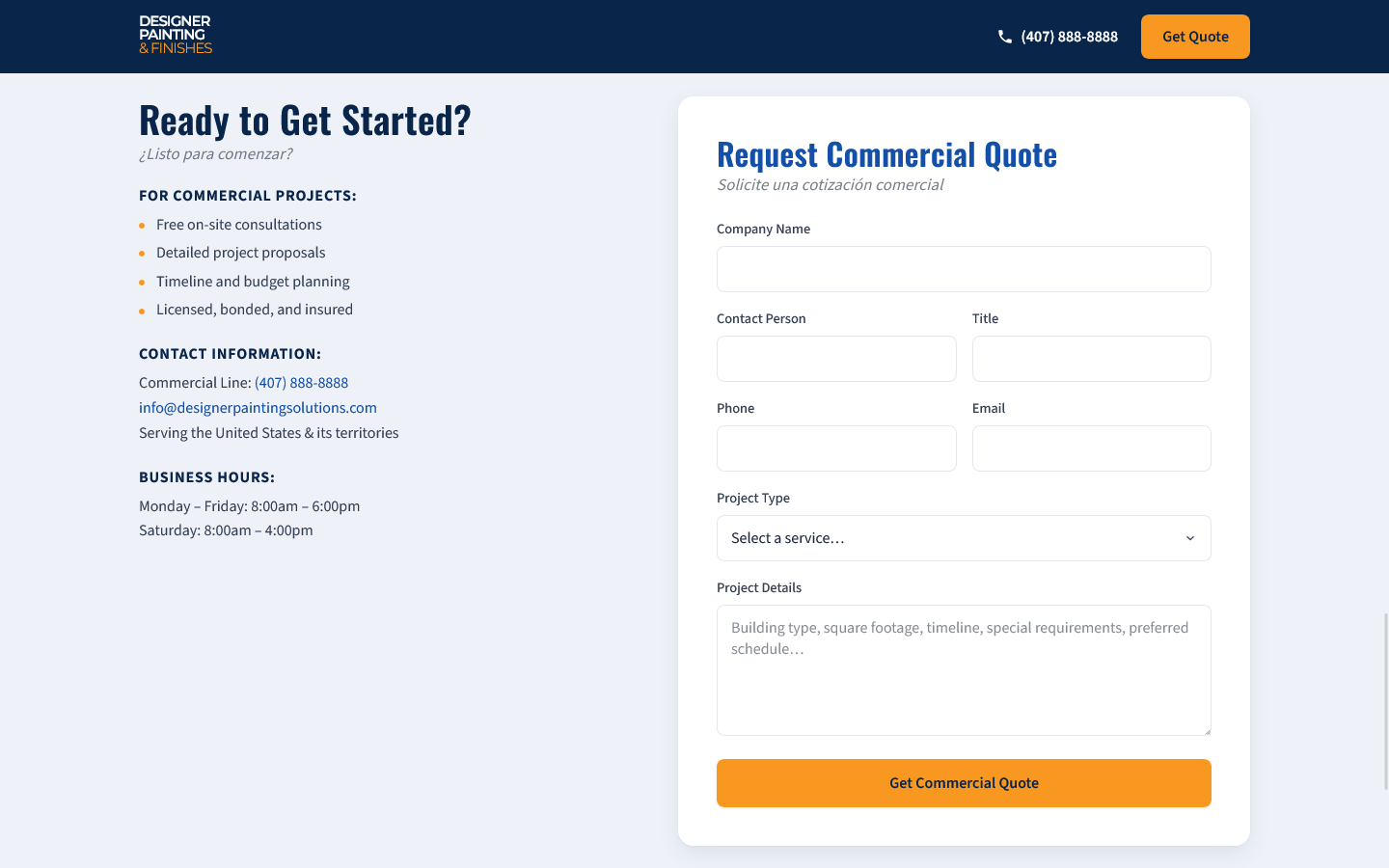 Designer Painting & Finishes website screenshot