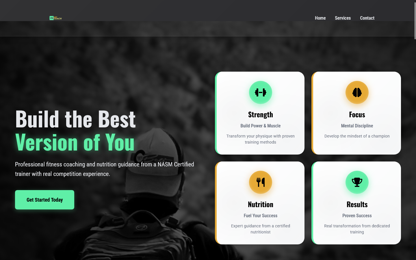 JG Fit Coach website screenshot